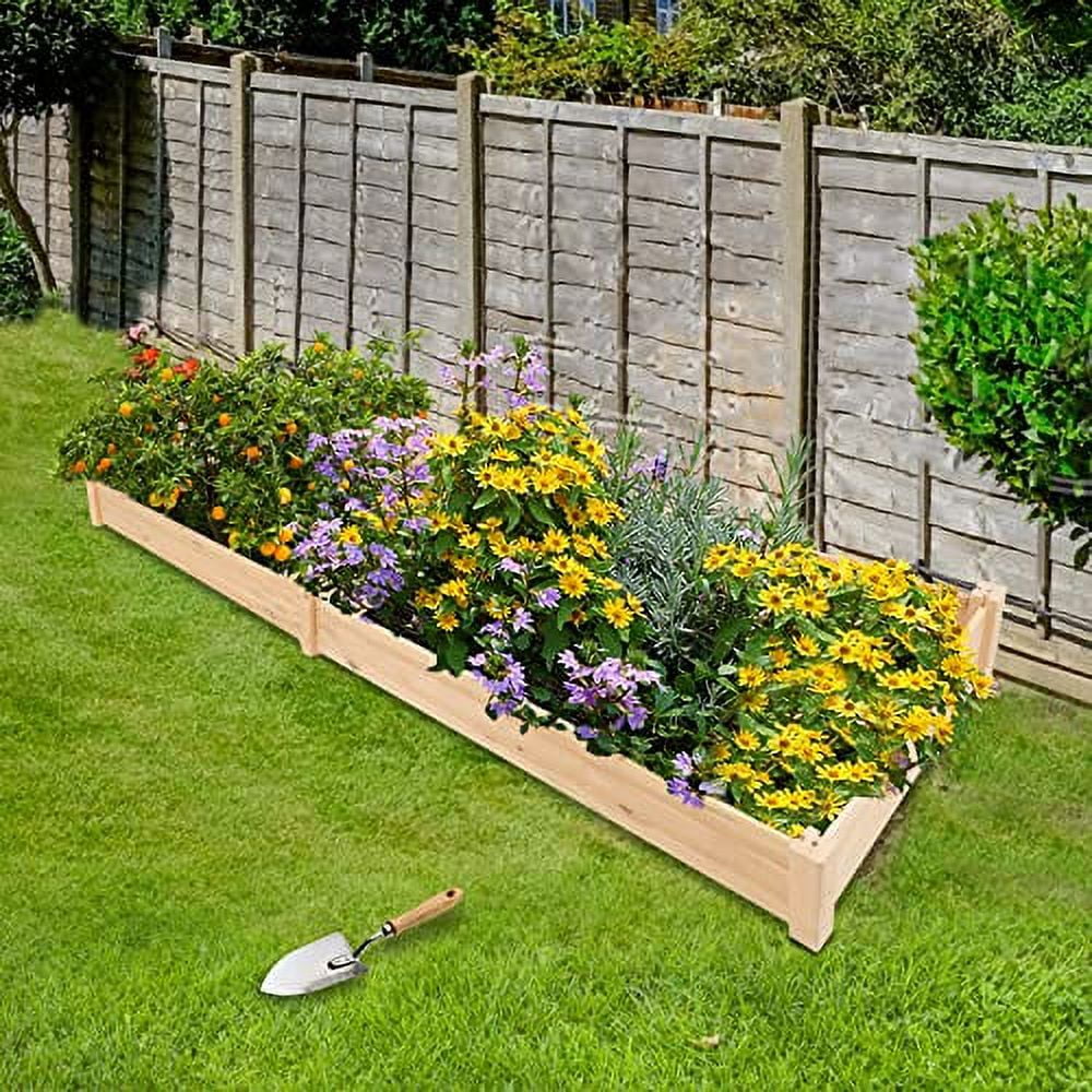 SOLAURA Outdoor 8 ft Wooden Raised Garden Bed Elevated Planter Box Kit Grow Vegetable Flower Herb Gardening, Naturally