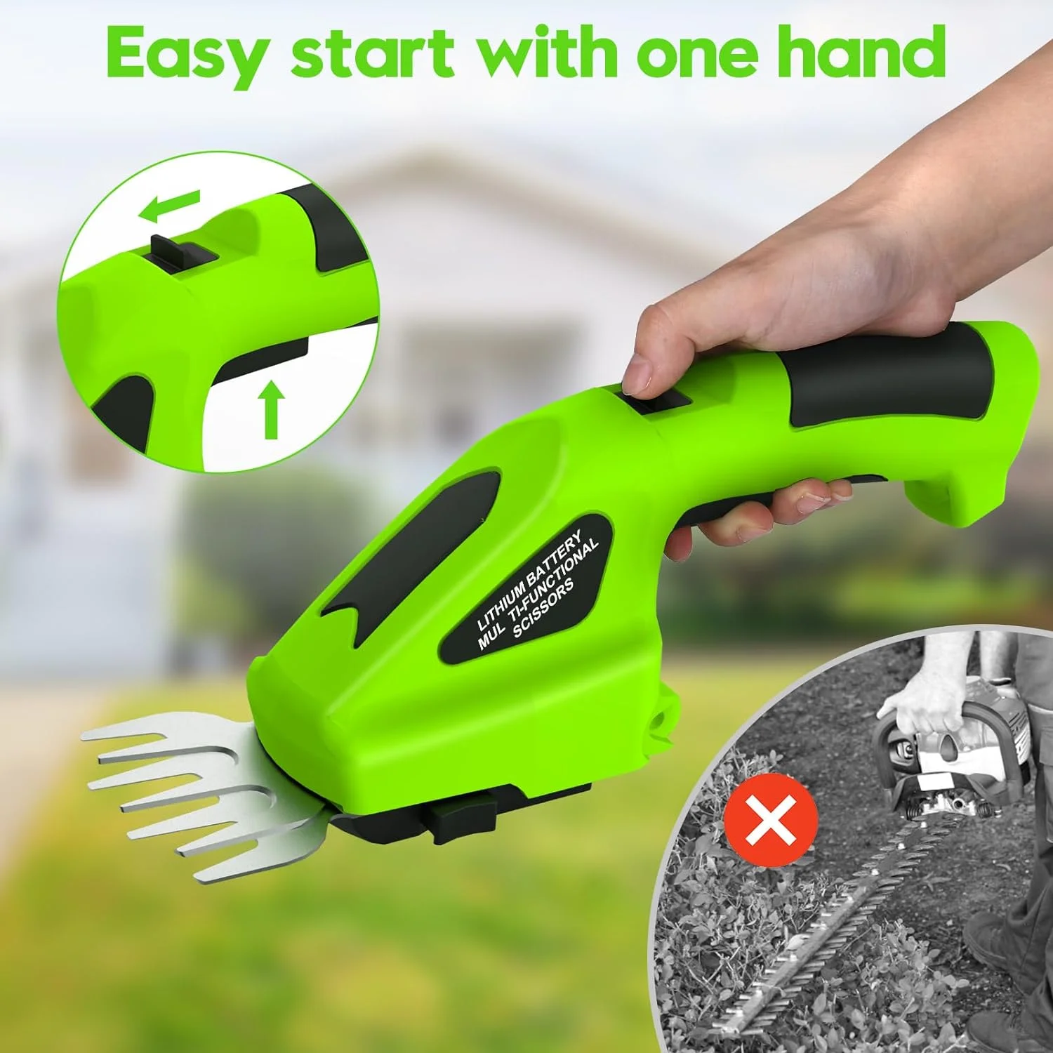 Cordless Grass Shear Mini Hedge Trimmer 2000mAh, 3.6V Handheld Hedge Clippers Electric Shrubbery Trimmer, 2 in-1 Grass Clippers Trimmer Grass Cutter, Rechargeable Battery and Charger for Garden Lawn