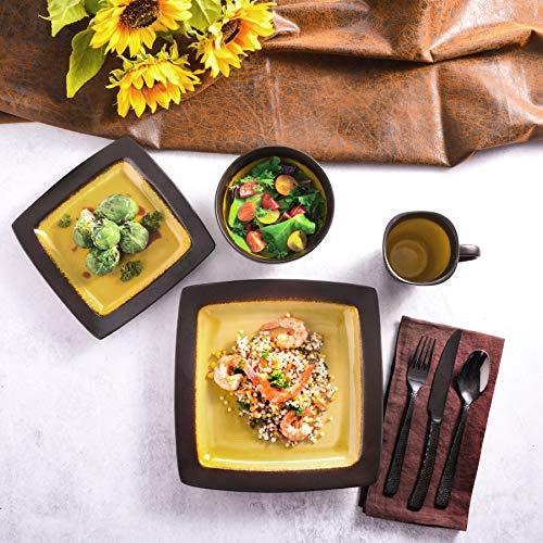 Gibson Elite Ocean Paradise 16-Piece Dinnerware Set, Amber
