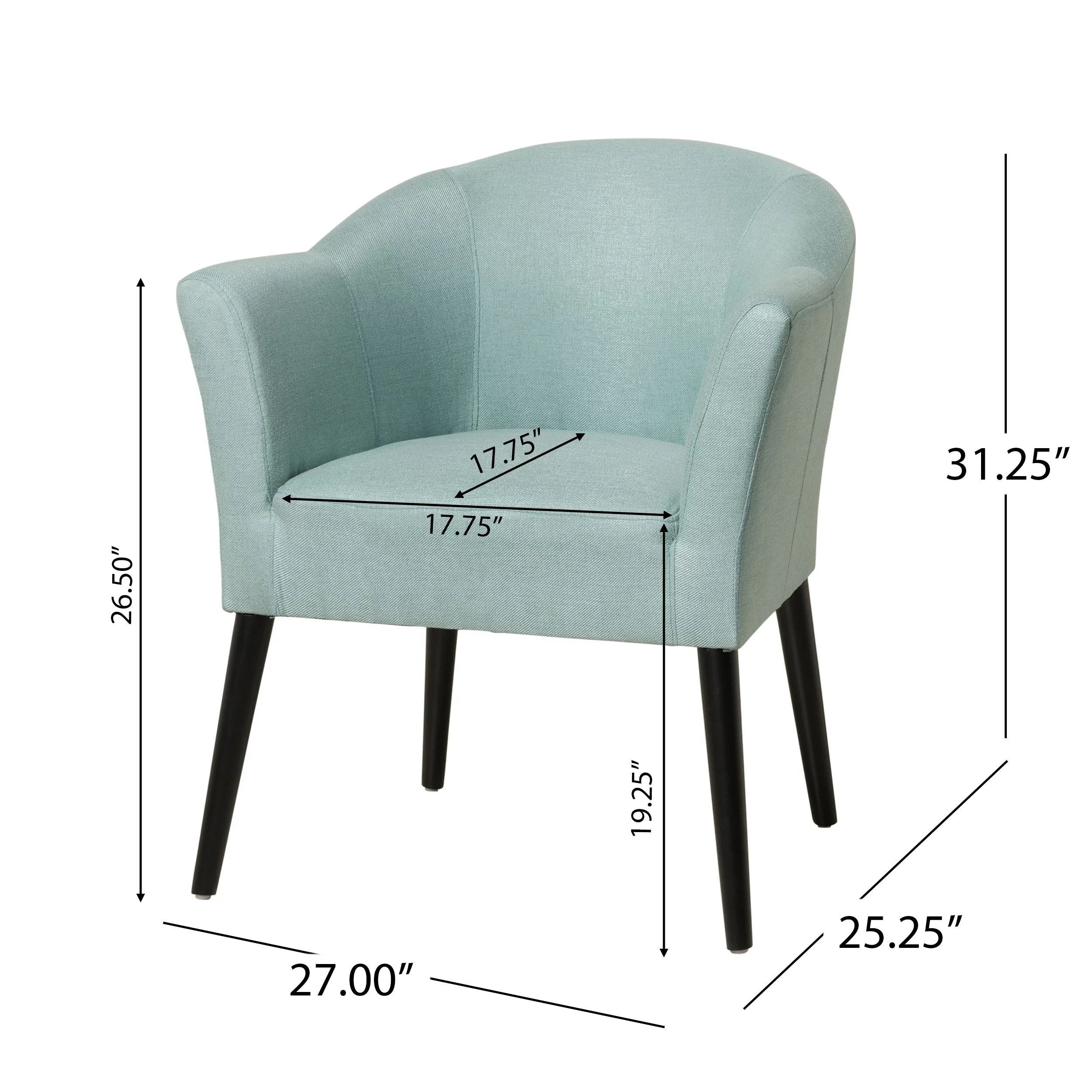 GDF Studio Hassette Club Chair, Light Blue