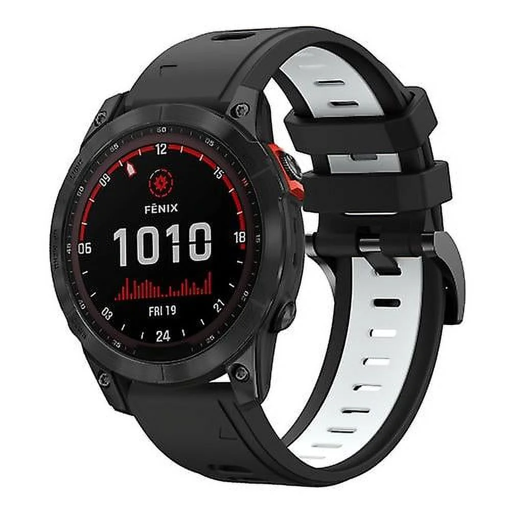 For Garmin Fenix 7 Solar 22mm Two-color Sports Silicone Watch Band