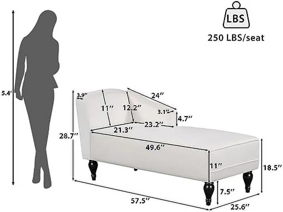 HYHBIBOOM Mid Century Vintage Velvet Chaise Lounge Modern Indoor Chaise Lounge Couch Right Arm Facing Upholstery Lounge Chair with Solid Wood Leg for Living Room Apartment Office