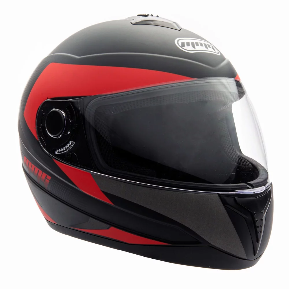 MMG Adult Motorcycle Full Face Helmet DOT with Spare Tinted Shield - Matte Black Red (Large) Model 26