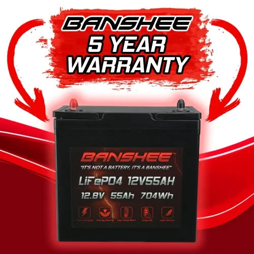 Banshee Battery 12V 55AH Lithium LiFePO4 Deep Cycle Replacement Battery Compatible with Motor Guide VariMax Trolling - 2 Pack