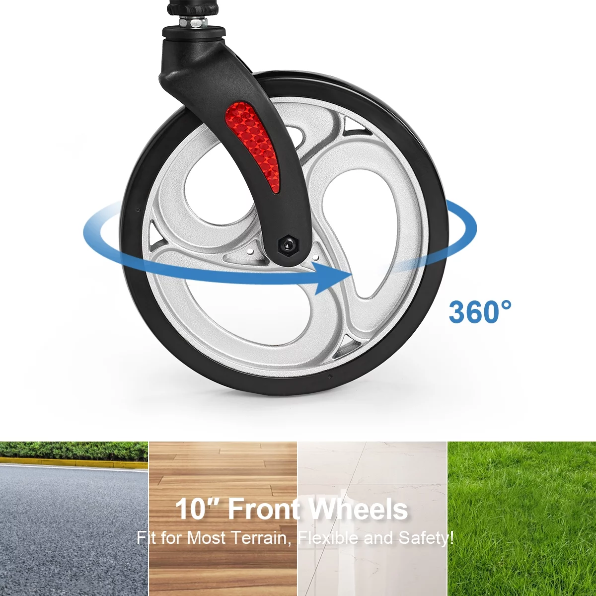 Zler Heavy Duty Rollator Walker 400 lbs, Bariatric Rollator Walker with Extra Wide Padded Seat for Seniors, Folding Rolling Walkers with 10 Inches Lager Wheels, Red