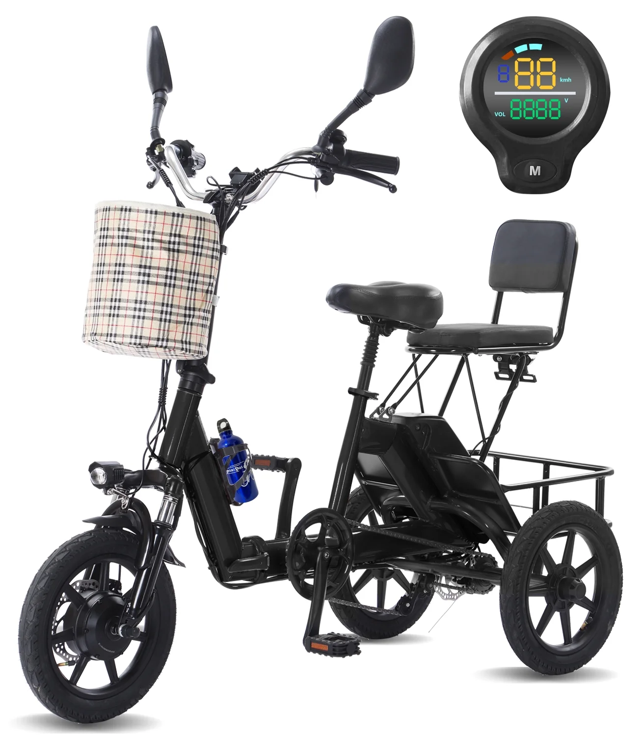 EazinGo Electric Tricycle for Adult, Electric Trike 3 Wheel Electric Bikes Bicycle 12.5MPH & 48Miles