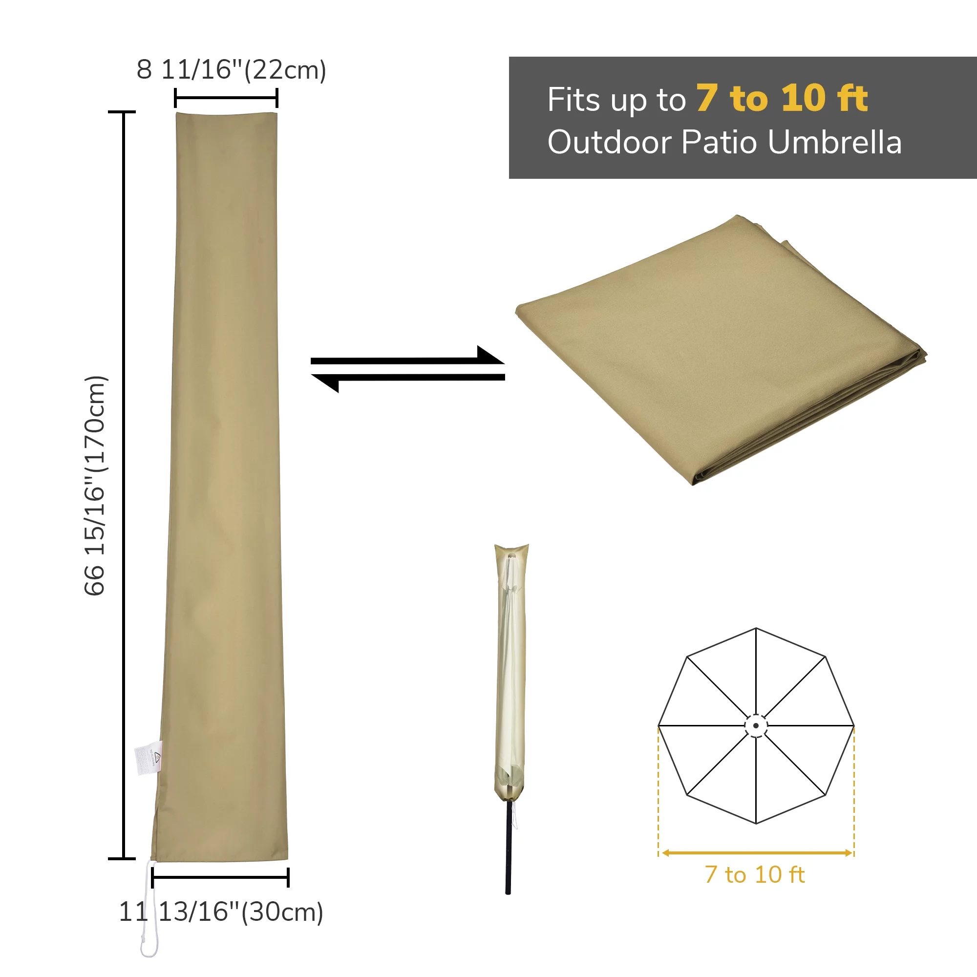 Yescom 9 Ft 3 Tier Patio Umbrella with Protective Cover Crank Push to Tilt Poolside