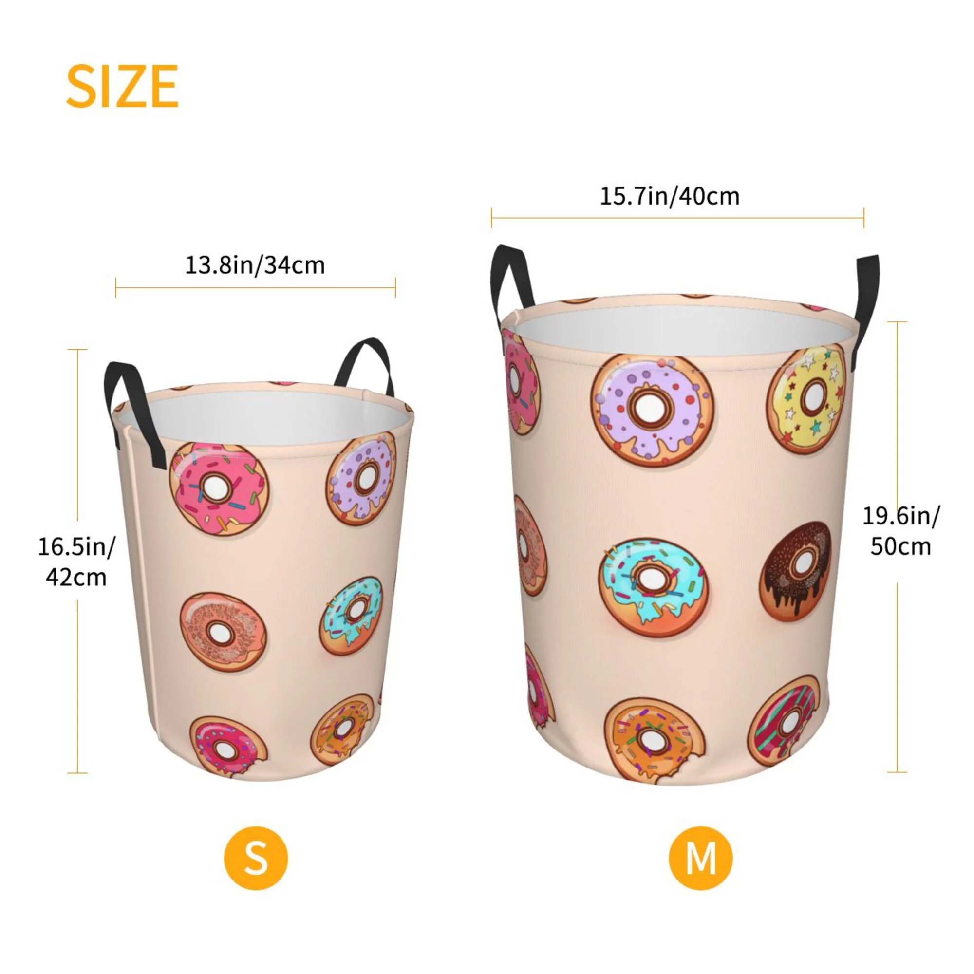 ZICANCN Donut Texture Design Laundry Basket Organizer , Dirty Clothes Hamper for Bathroom Kids Girls Boys Laundry Hamper Small