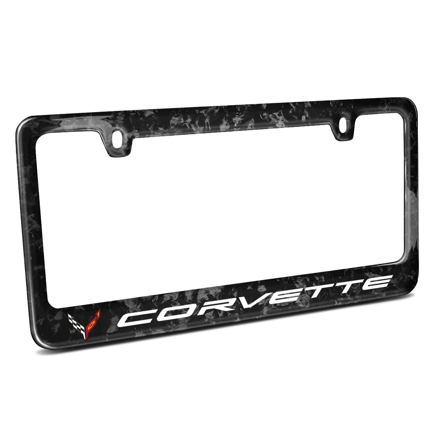 iPick Image for Chevrolet Corvette C8 Dual Real Black Forged Carbon Fiber License Plate Frame, Official Licensed