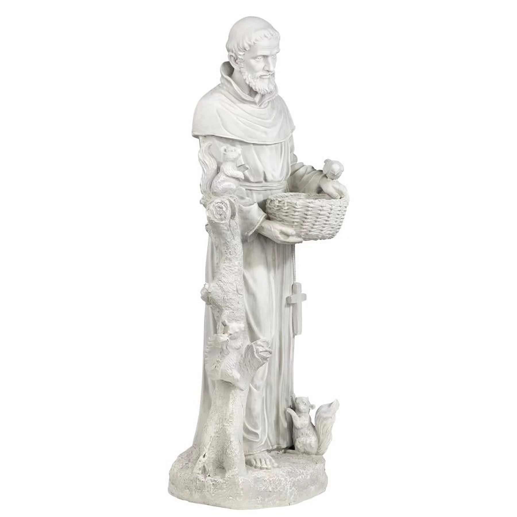 Design Toscano Nature's Nurturer Saint Francis Garden Statue Birdfeeder, Large 37 Inch, Polyresin, Antique Stone