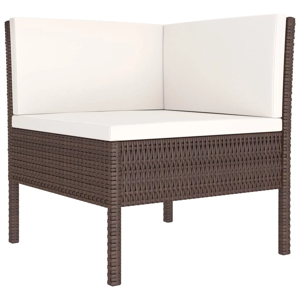 LANTRO JS 14 Piece Patio Lounge Set with Cushions Poly Rattan Brown