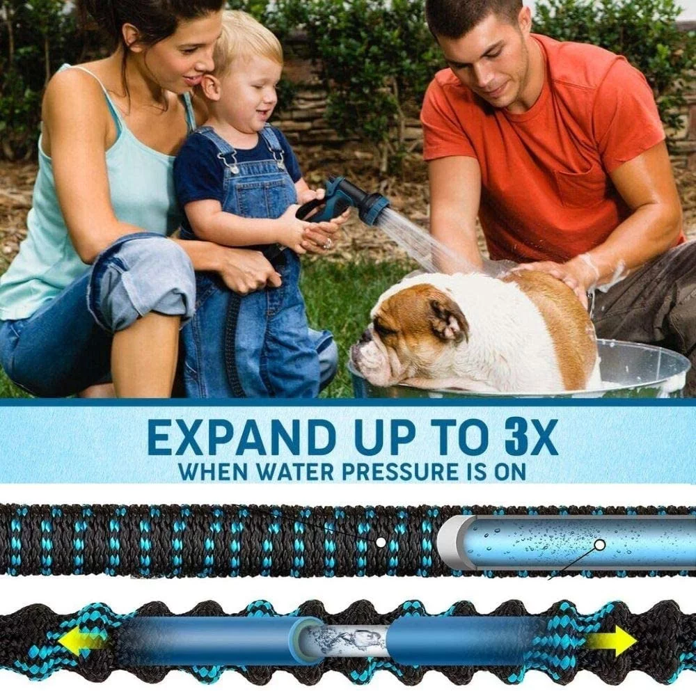 Kalgaden 50/75/100/150ft Garden Hose Expandable: Expandable Water Hose with Durable 3-Layers Latex and 9 Function Nozzle, Durable Water Hose with Solid Fittings, Best Choice for Watering and Washing