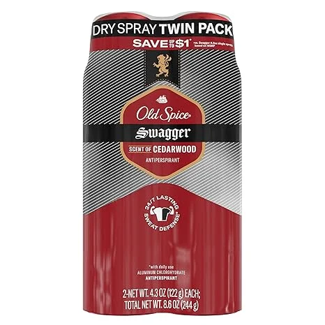 Old Spice Men's Antipespirant & Deodorant Invisible Dry Spray Swagger, 4.3oz (Pack of 2)