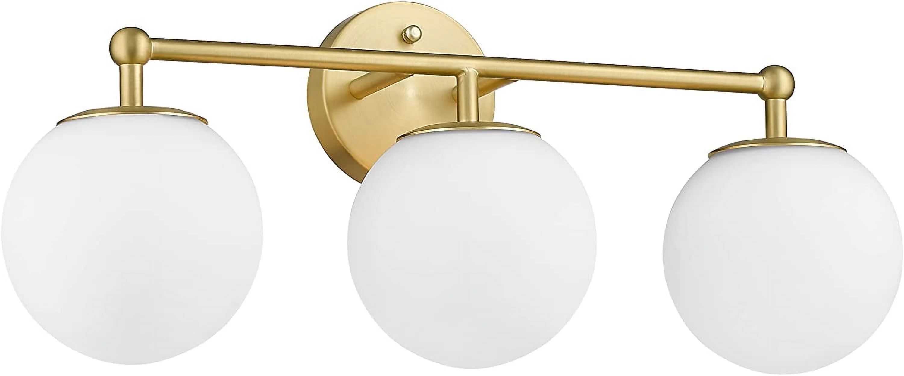 Gold Vanity Light for Bathroom, Modern Bathroom Light Fixtures Over Mirror 3-Light with Milky Glass Globe Shade, KW-7308-3