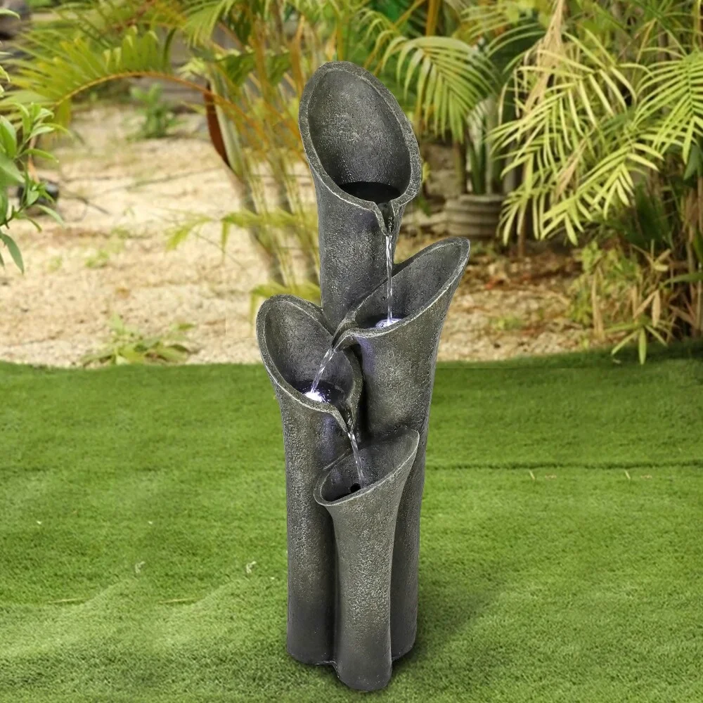 Meedzom Modern Outdoor Floor Rock Water Fountain 33.5