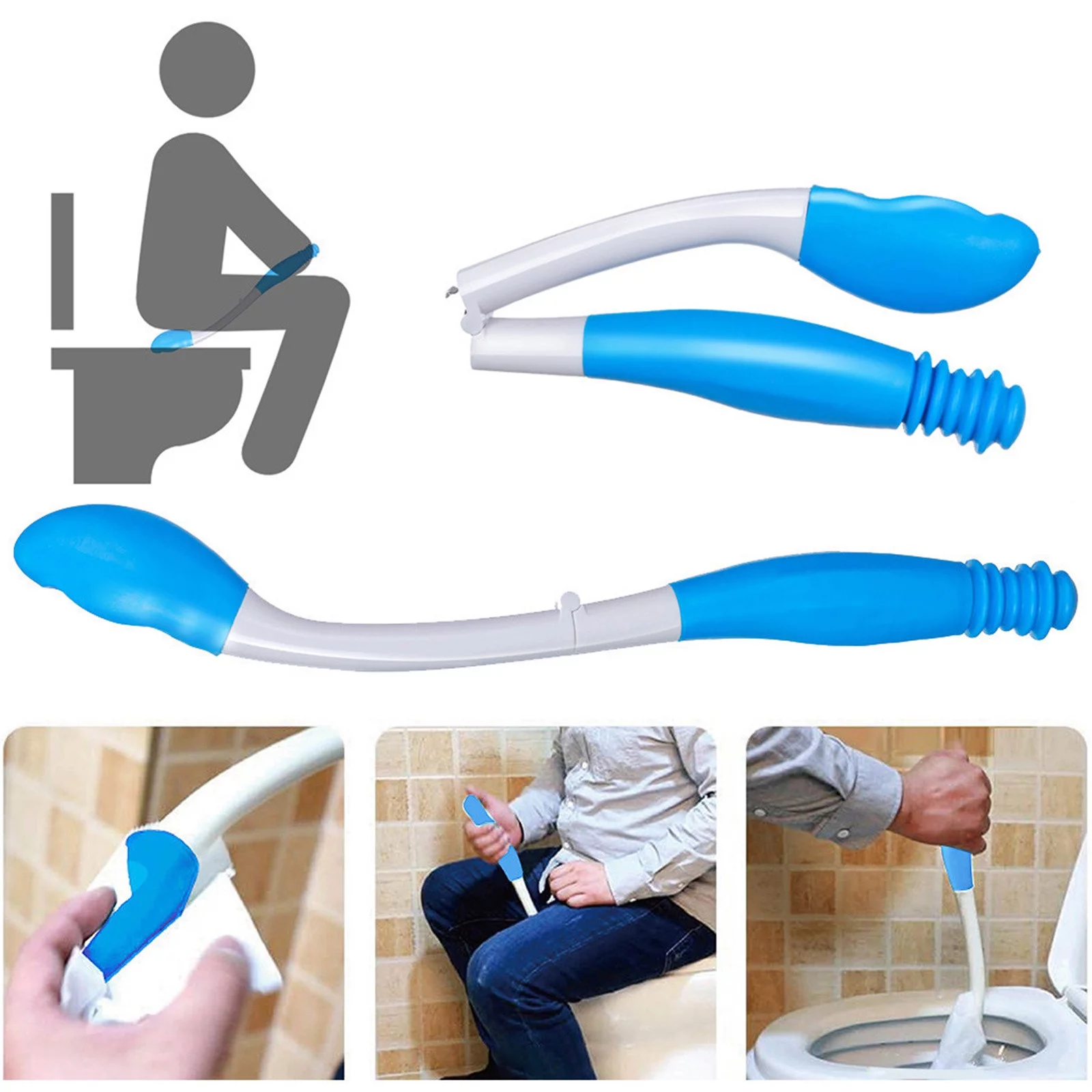 Bottom Toilet Self Wipe Aid Long Handle Wiper Easy Tissue Grip Helper