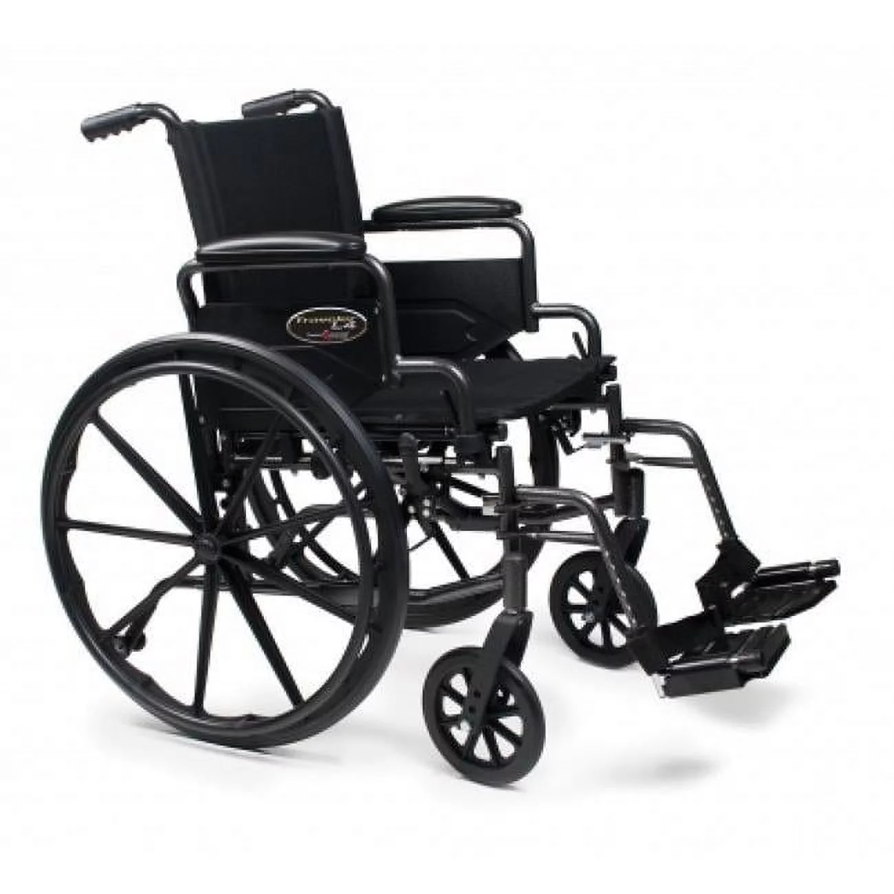 18 x 18 in. Flip Back Full Arm Wheel Chair with Swingaway Footrest, Black