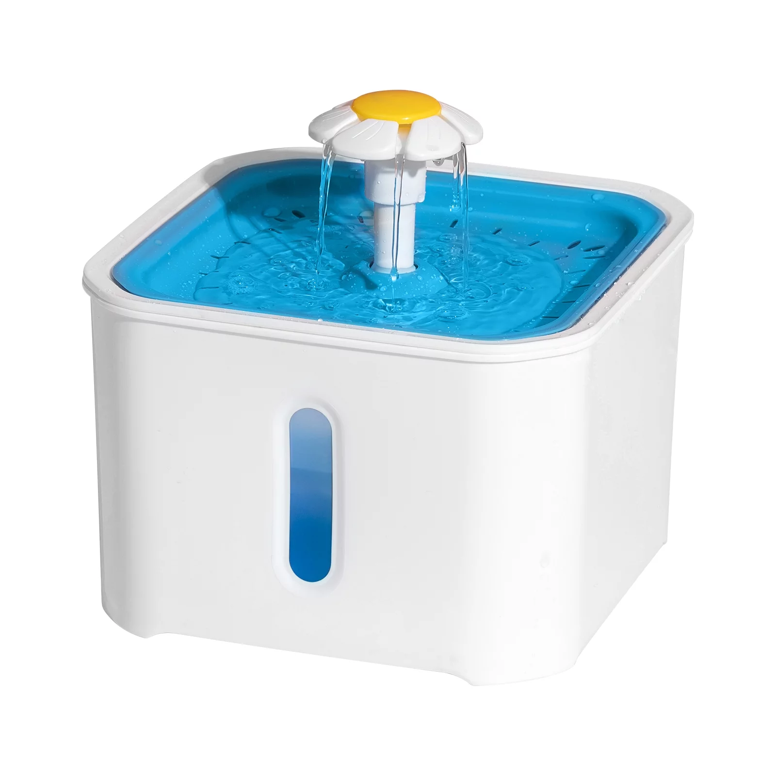 OMZER Cat Water Fountain, 2.5L LED Visible Water Level Pet Fountain Automatic Electric Circulating Pet Water Fountain Drinking Water Dispenser with Filter + Flower Mat for Cats, Dogs, Other Pets