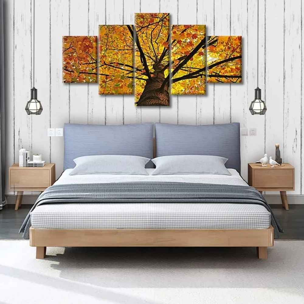 TISHIRON 5PCS Framed Fall Scenery Theme Canvas Wall Art Set,60