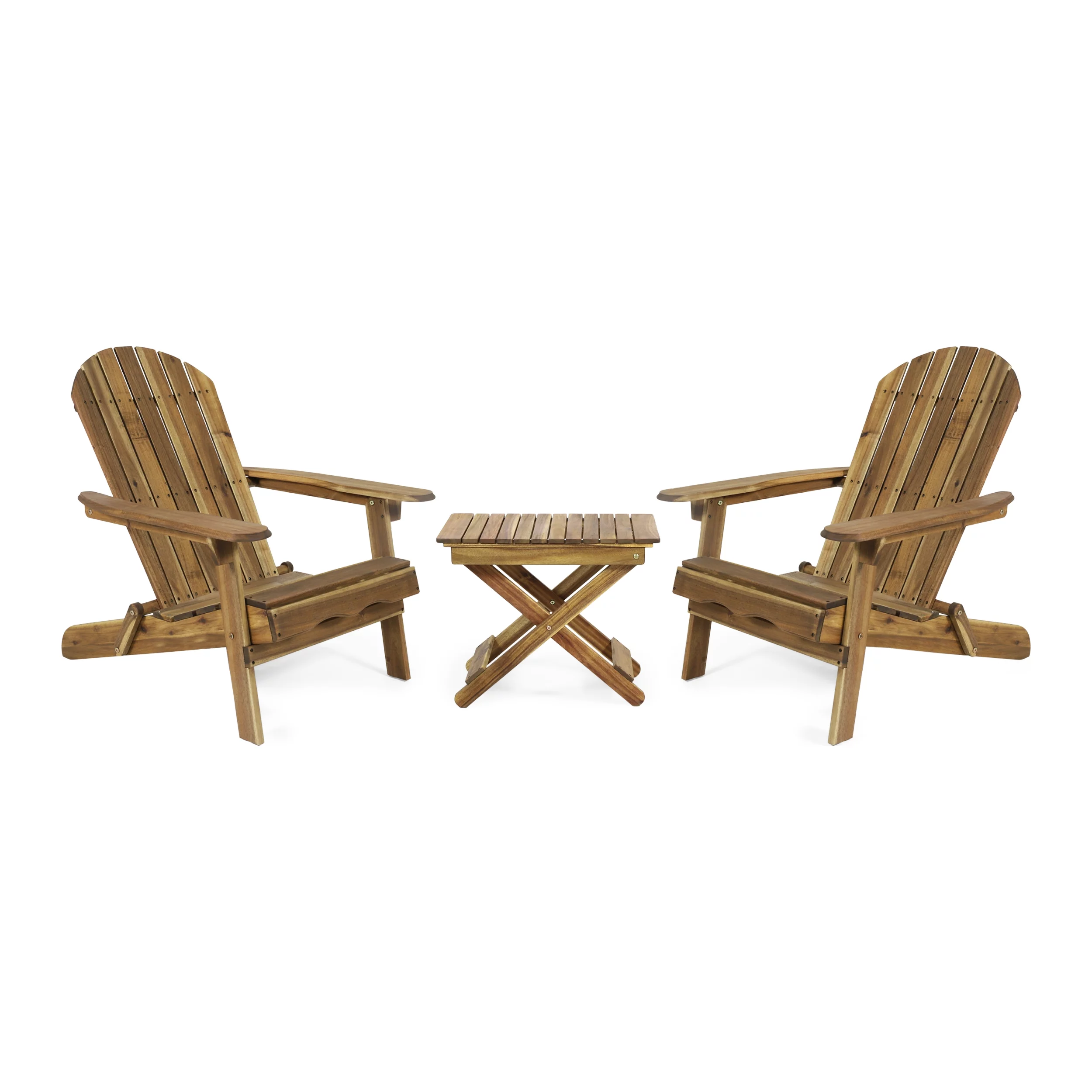 Gwendolyn Outdoor 2 Seater Acacia Wood Chat Set, Natural