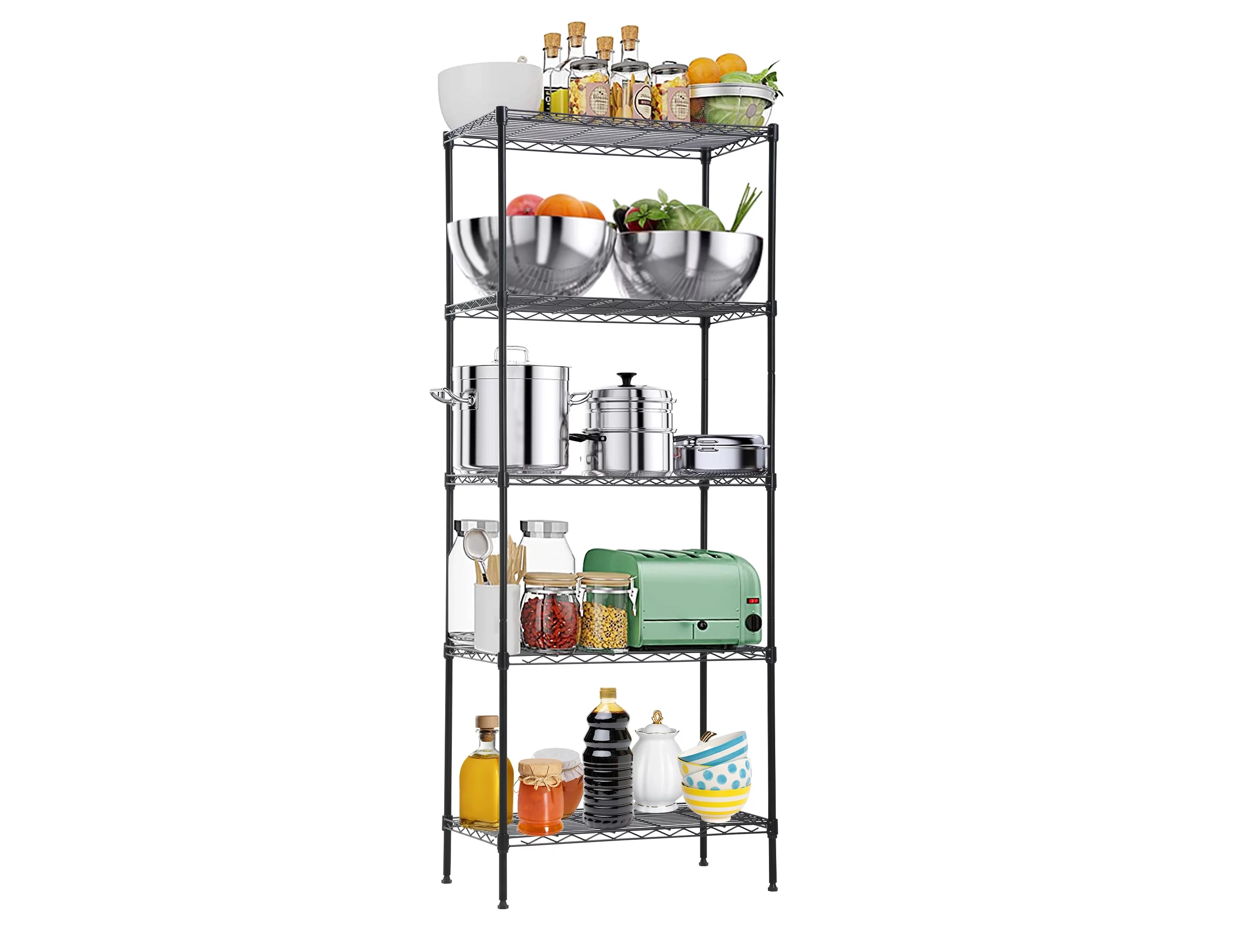 CL.HPAHKL Storage Shelves for Storage, Adjustable 5 Tier Metal Shelving Unit, Wire Shelving Unit 750lbs Capacity Storage Racks and Shelving Storage Shelf for Kitchen Garage Pantry, 24