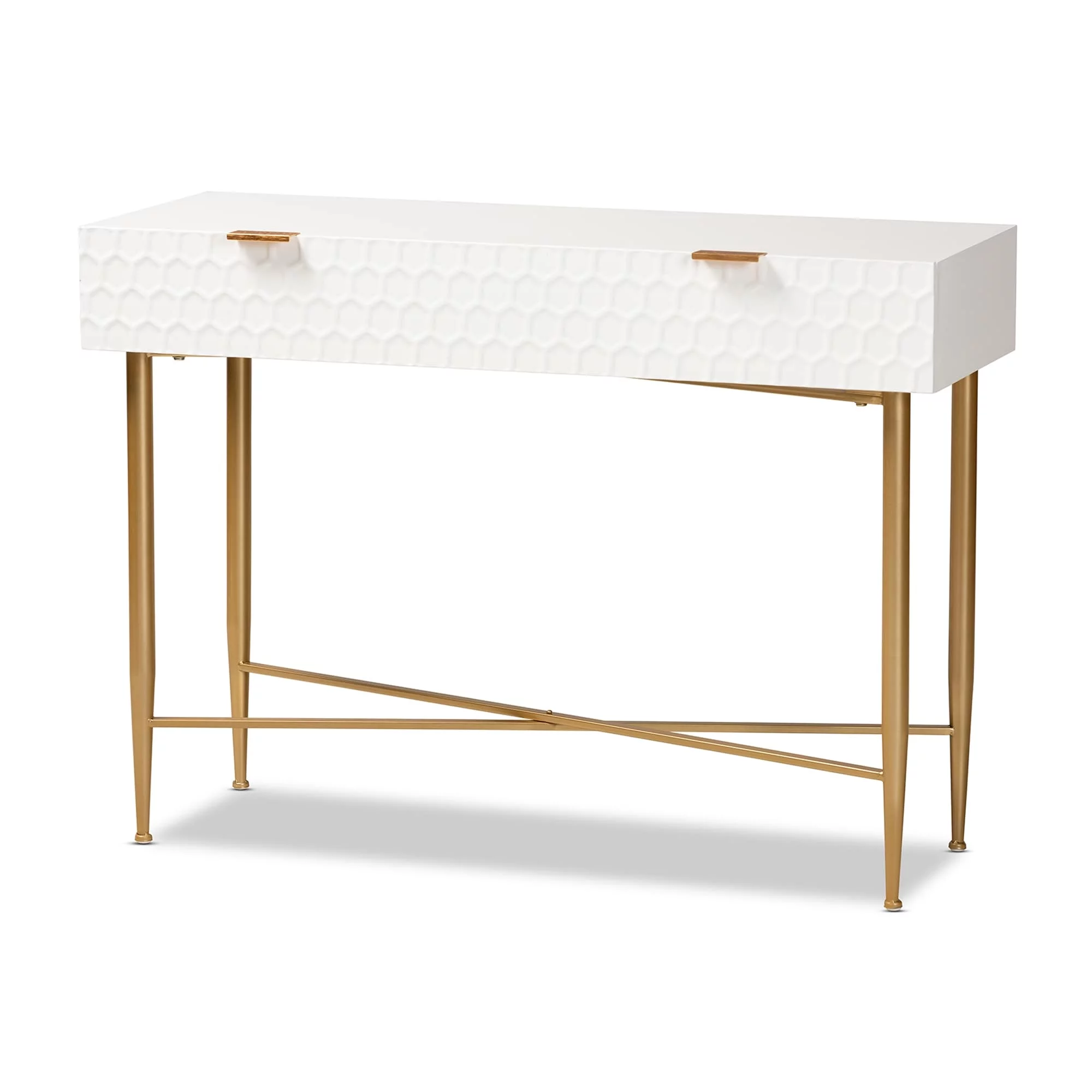 Baxton Studio Galia Modern and Contemporary 1-Drawer Wood Console Table-White