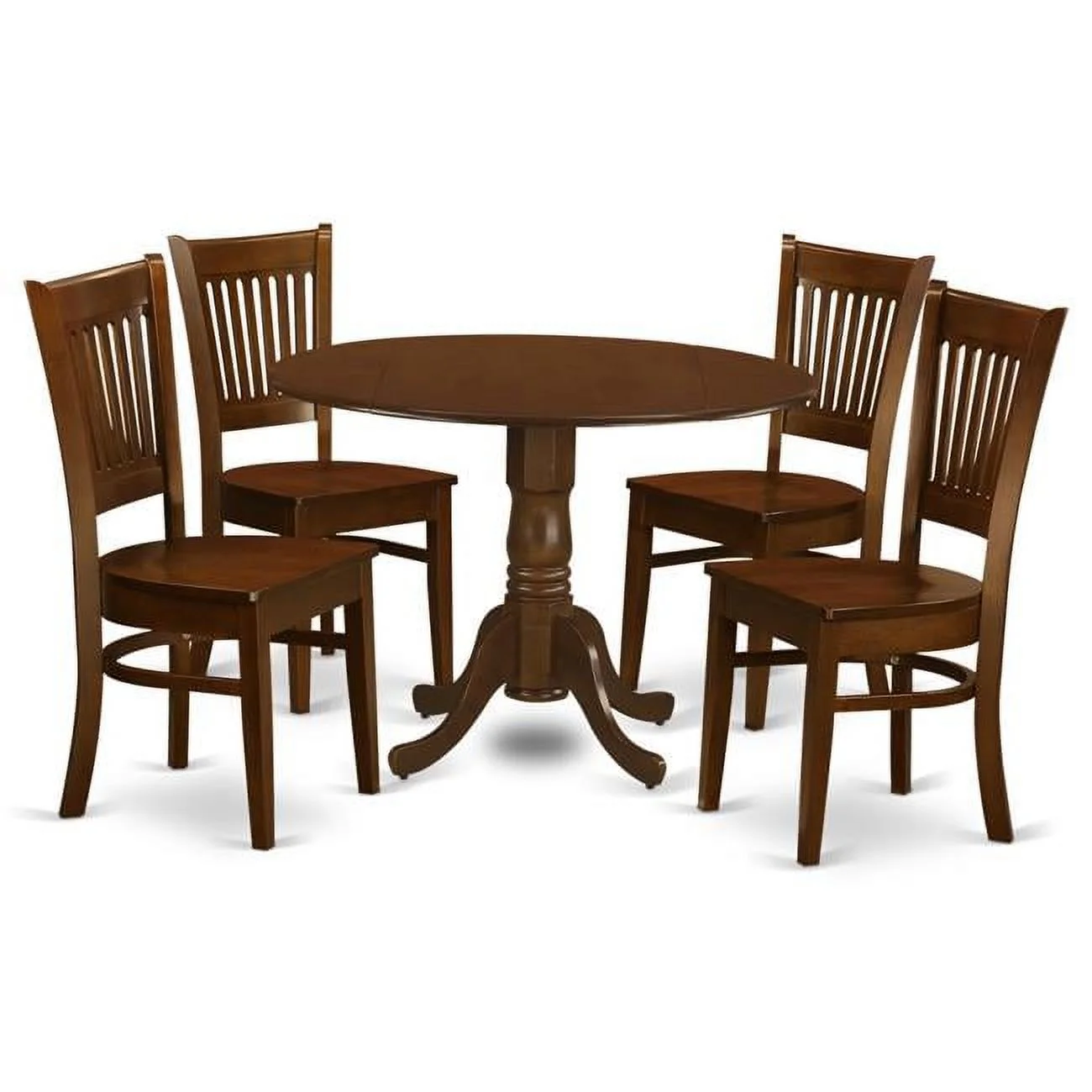 Dublin Table with 2 Drop - Leaf & 4 Solid Wood Chairs, Espresso - 9 in. - 5 Piece