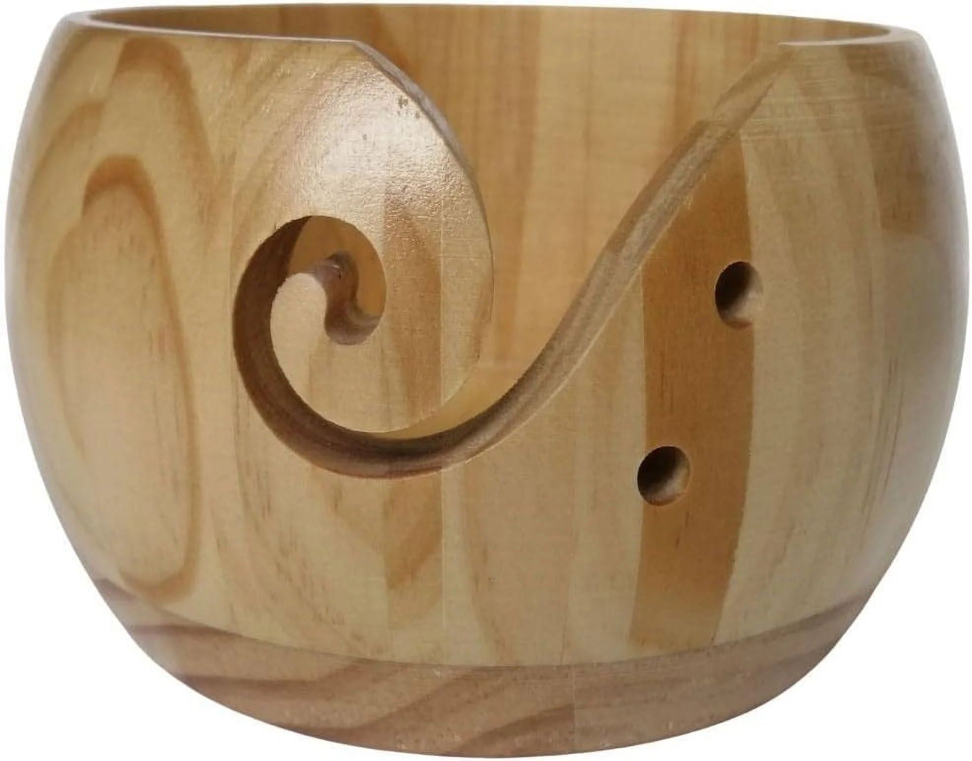 Wooden Yarn Bowl - Crochet Yarn Holder Bowl with Holes - Yarn Bowls for Crocheting - Handmade Round Yarn Storage Organizer Holder for Knitting Lovers and Beginners Gifts