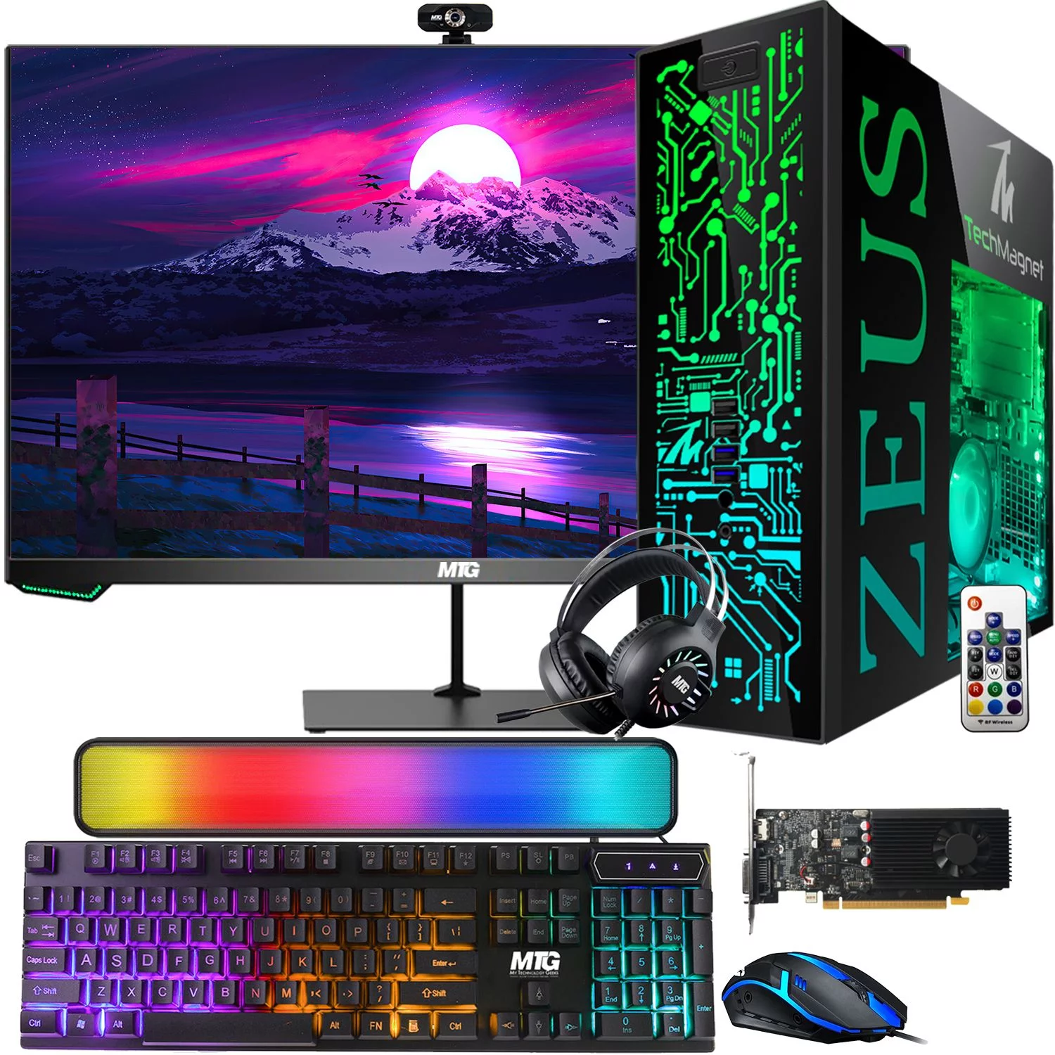 Restored Gaming Desktop PC, Intel i7 4th Gen, TechMagnet Zeus Pro 4, GT 1030, 8GB RAM ARGB, 512GB SSD + 2TB HDD, 27 Inch Monitor, RGB Front Panel 385 patterns, RGB Kit, Win 10 Pro (Refurbished)