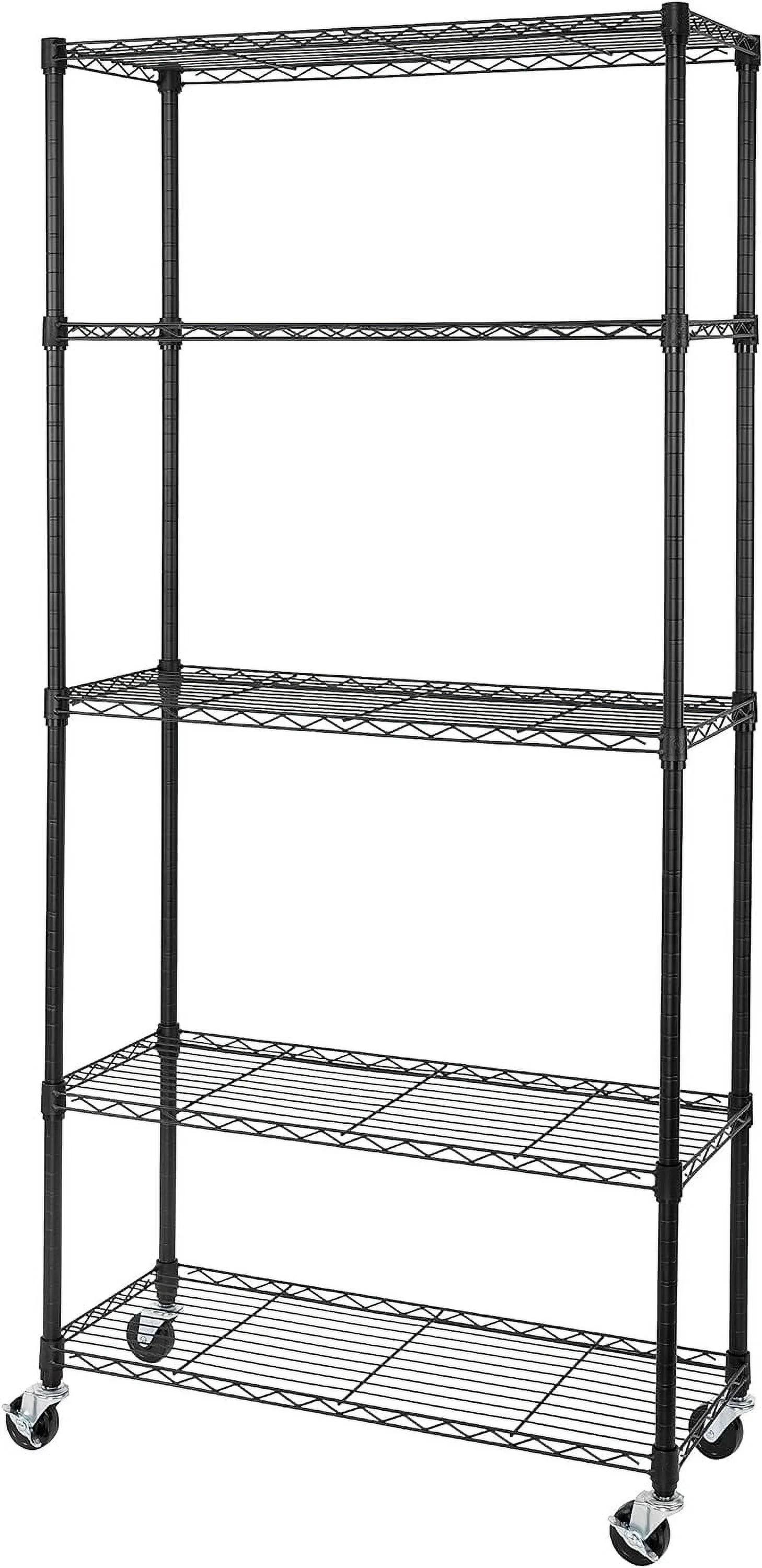 JDZHAPPYLIFE UltraDurable Heavy Duty NSF Solid Steel Wire Rack  Unit  Organizer for Garage  Warehouse  Office  Restaurant  Classroom  Kitchen  Black  5-Tier Shelving  36" W x 14"