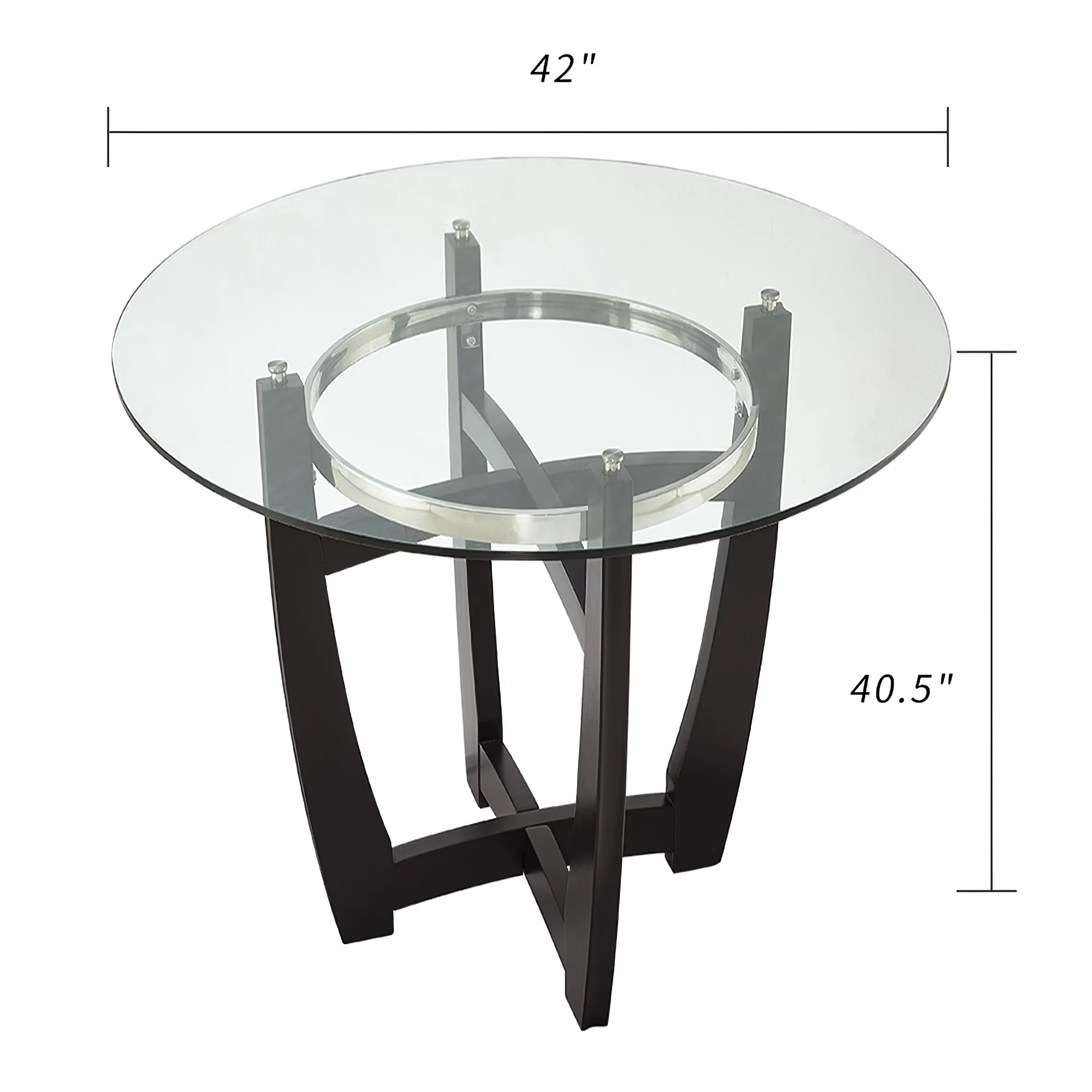 DeeHome Dining Table with Clear Tempered Glass Top, With solid wood base, Modern Round Glass Kitchen Table Furniture for Home Office Kitchen Dining Room Black