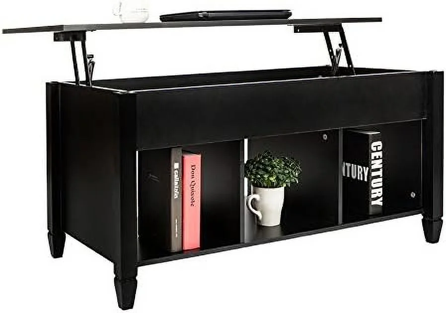 TJUNBOLIFE Lift Top Coffee Table with Hidden Compartment &  Modern Accent Coffee Table Living Room Lift Tabletop Dining/Center Table with  Cabinets Solid Wood Legs (Brown & White)