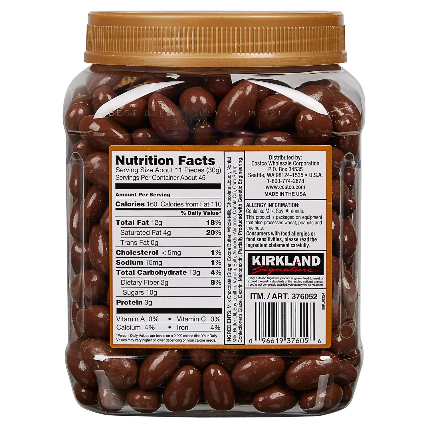 2 Pack | Kirkland Signature Milk Chocolate Covered Almonds, 48 oz