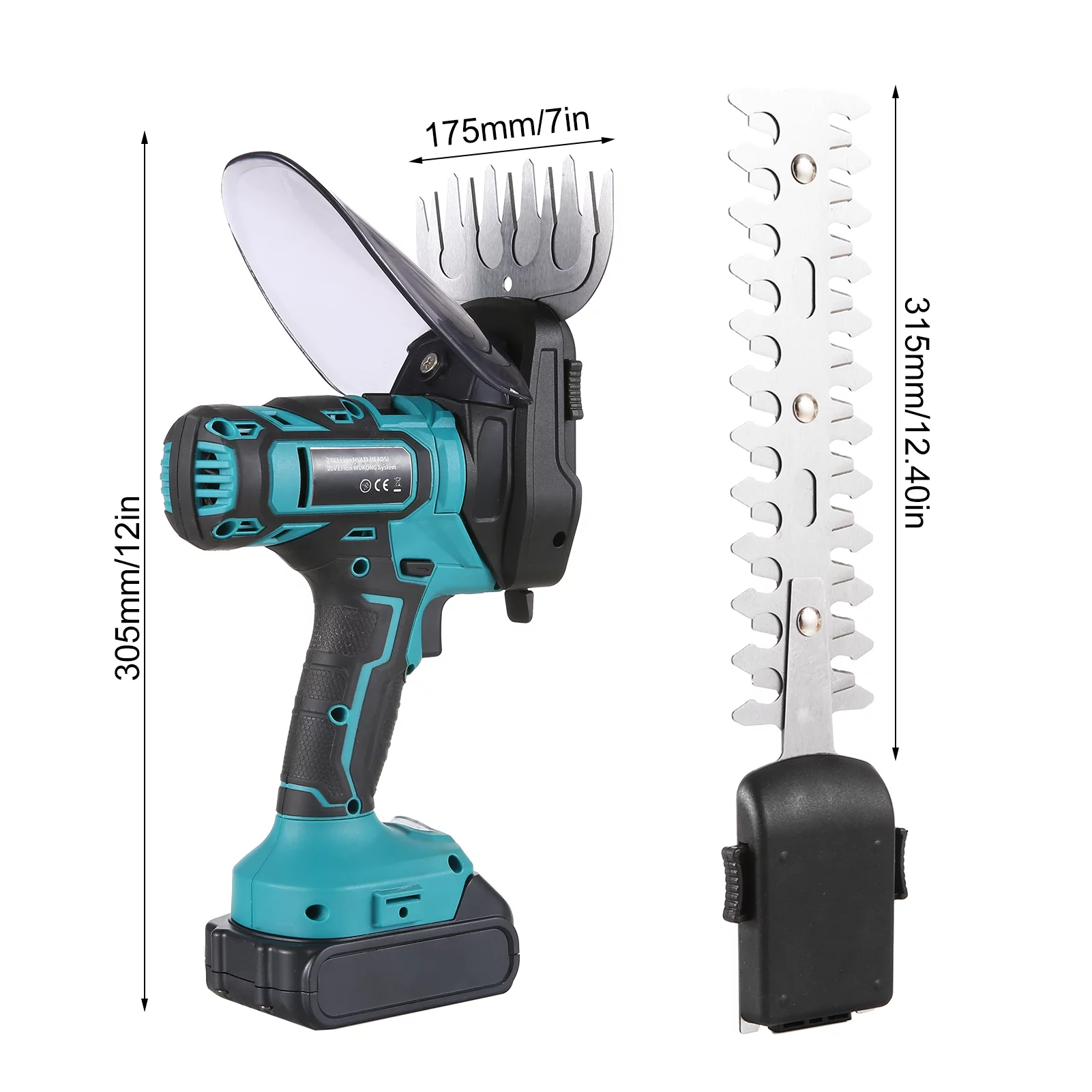 Lepmerk 20V Cordless Grass Shears Handheld Grass Trimmer 2 in 1 Electric Grass Clippers & Hedge Trimmers Cordless for Gardening with 2pcs 2000mAh Battery Pack and Pruning Shear