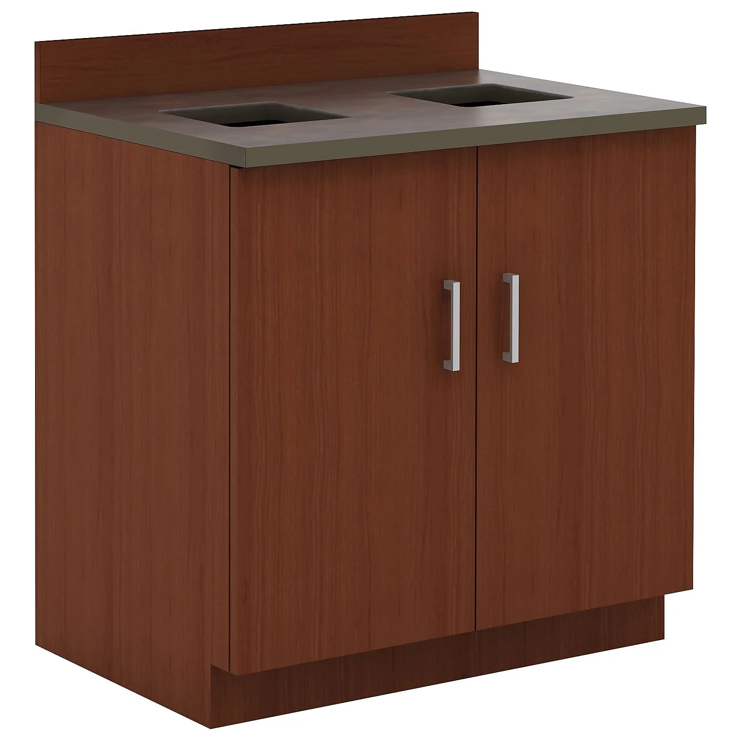 Safco Break Room Waste Management Base Cabinet Mahogany/Slate 36Hx36Wx25D 1707MH