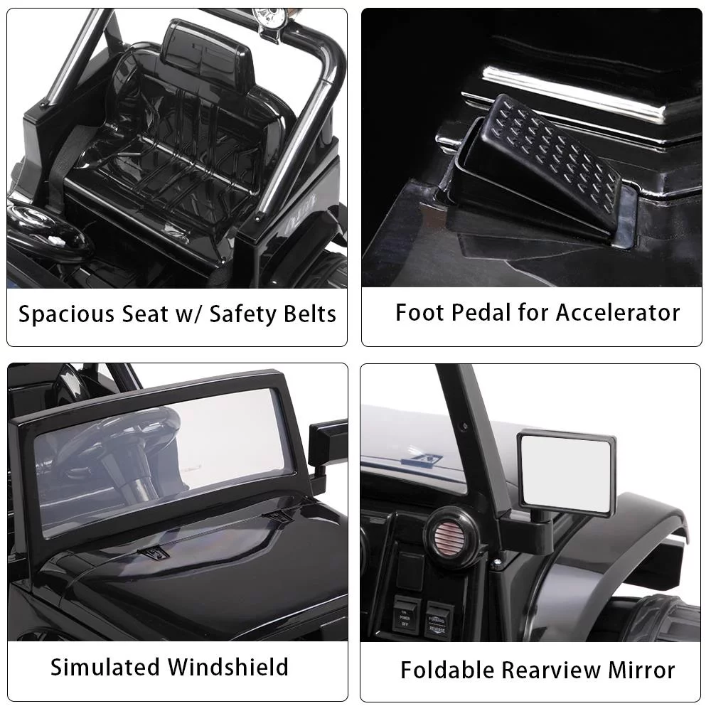 UBesGoo Ride-On Car Electric Car with 12V 7AH Battery Children Car Small Truck Dual Drive and 2.4G Remote Control Black