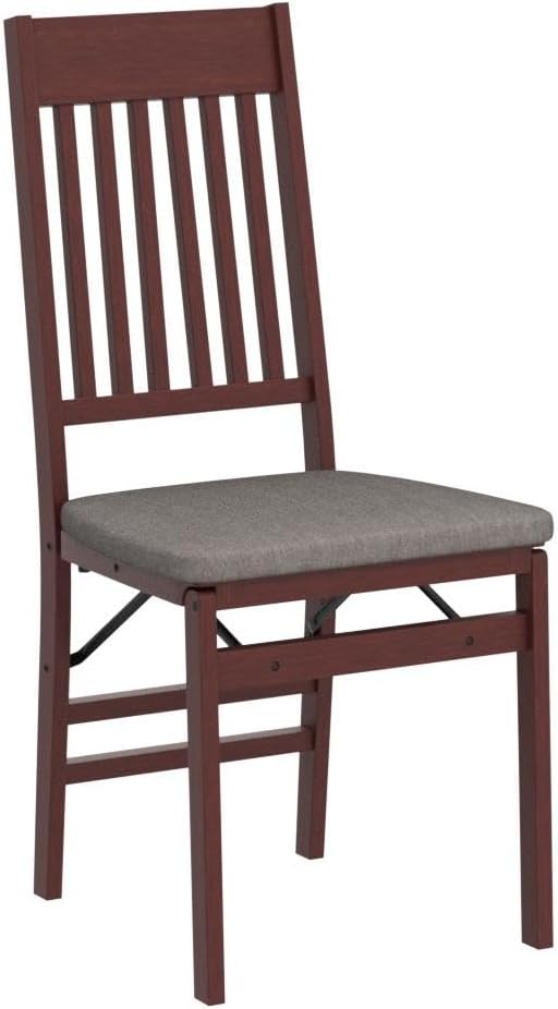 YANPO Contoured Back Wood Folding Chair, 2-Pack, Walnut