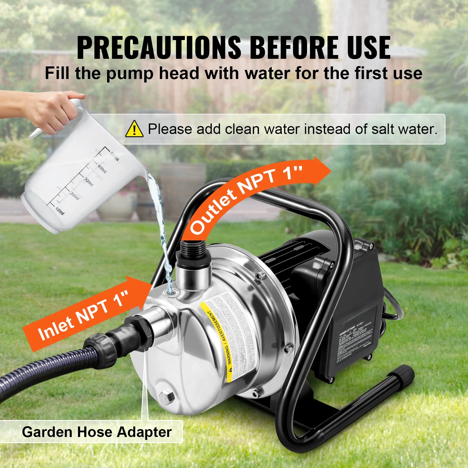 SKYSHALO 1.1HP 978 GPH 131 ft Head Shallow Well Pump Portable Garden Water Jet Pump