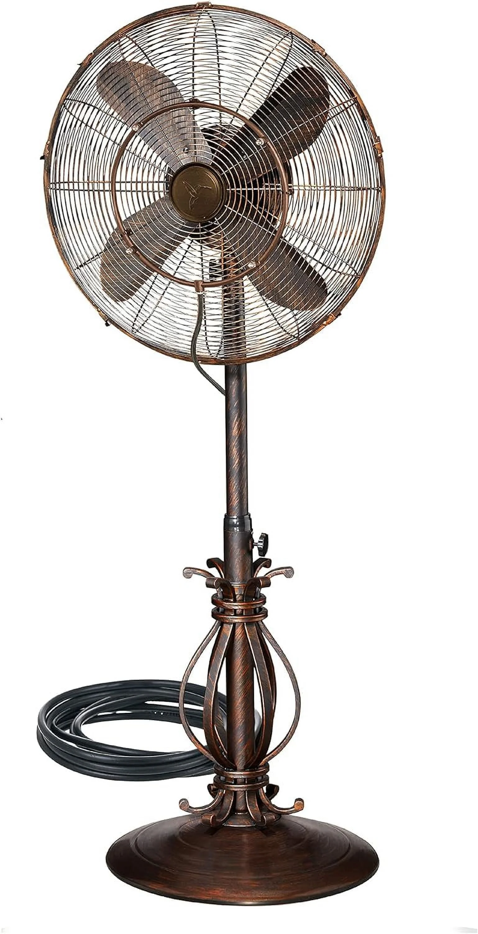 Decobreeze Oscillating Outdoor Fan With Misting Kit, 3-Cooling Speed Misting Fan With High RPM, Adjustable And Portable Misting Fan, Rustique, Antique Water Fan, 18 Inches