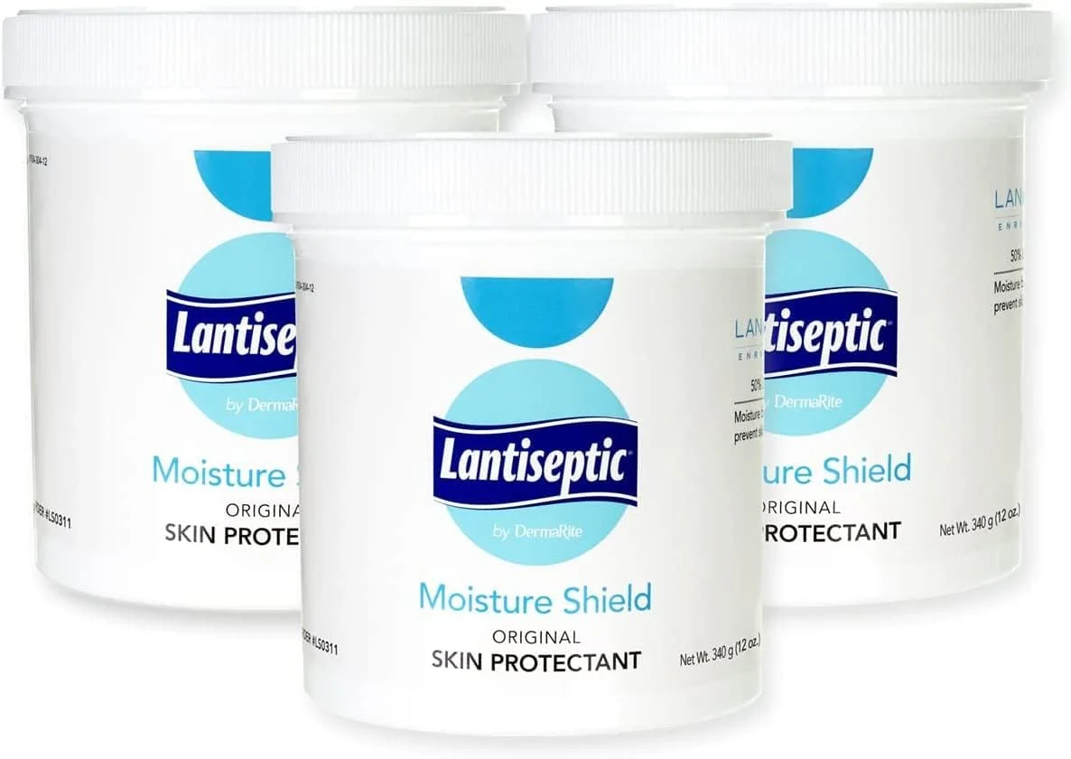Lantiseptic Moisture Shield Original Skin Protectant – 50% Lanolin Enriched Skin Protectant Barrier Cream for Incontinence – Paraben Free, 3 Jars, 12oz Each