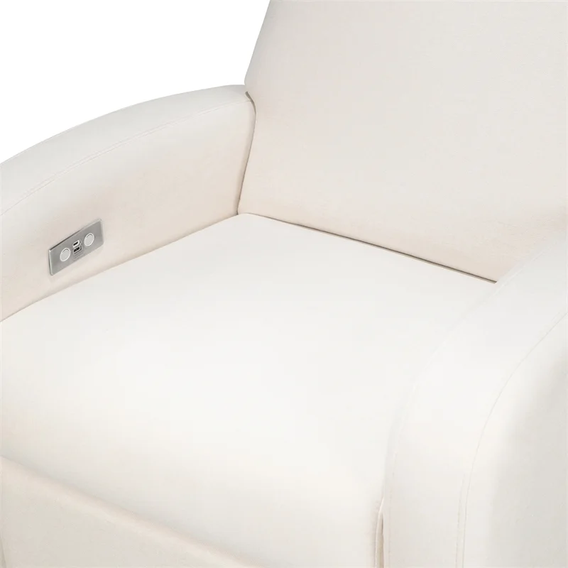 Pemberly Row Fabric Glider Recliner with Electronic Control and USB in Cream