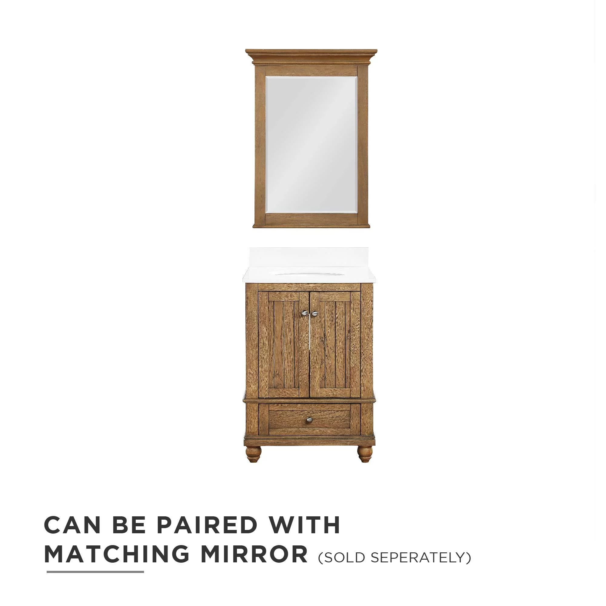 DHP Monteray Beach 24 Inch Bathroom Vanity with Sink, Natural