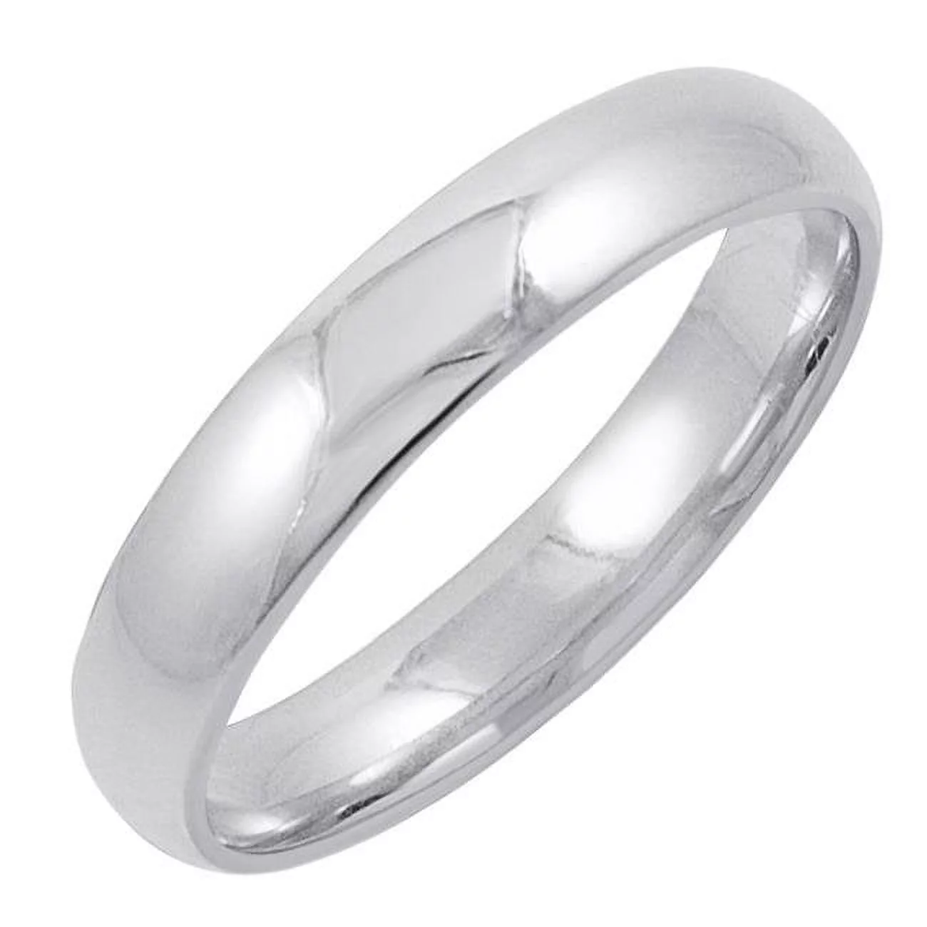 MLG Jewelry TWRZ1R401910WG SZ 10 Mens 10K White Gold 4MM Comfort Fit Plain Wedding Band Size 10