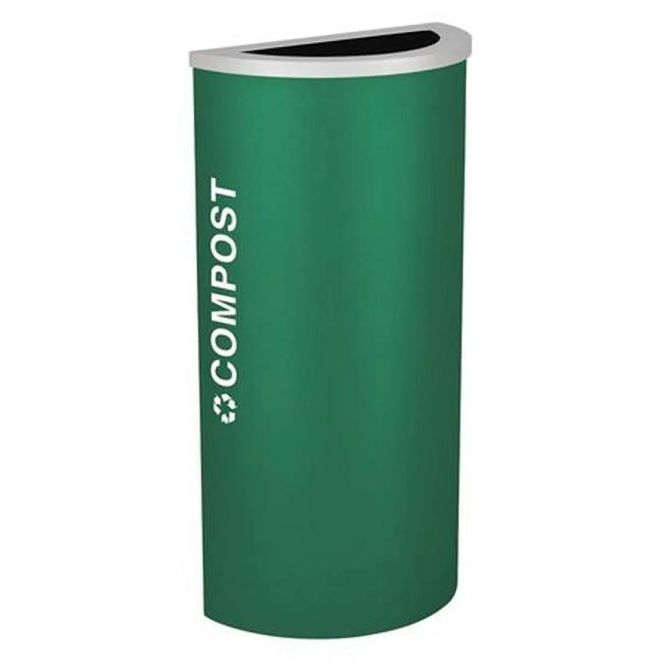 Ex-Cell Kaiser 8 Gallon Half Round Recycling Receptacle with Cans & Bottles Decal, Emerald Texture