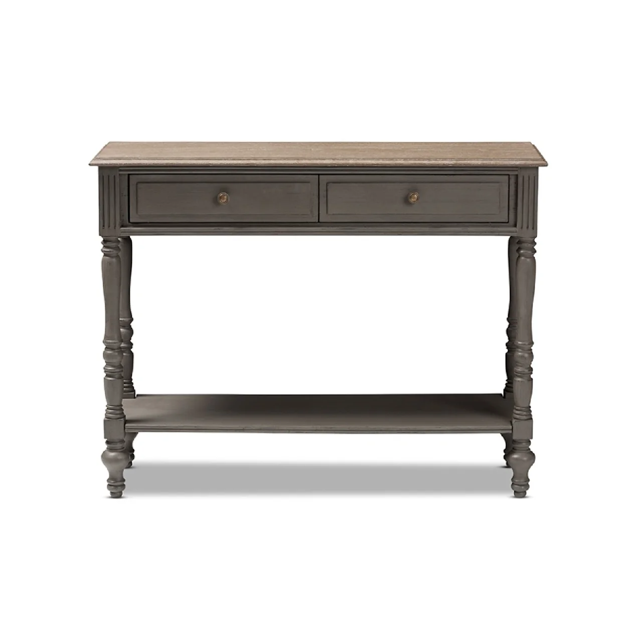Baxton Studio Noemie Country Cottage Farmhouse Brown Finished 2-Drawer Console Table