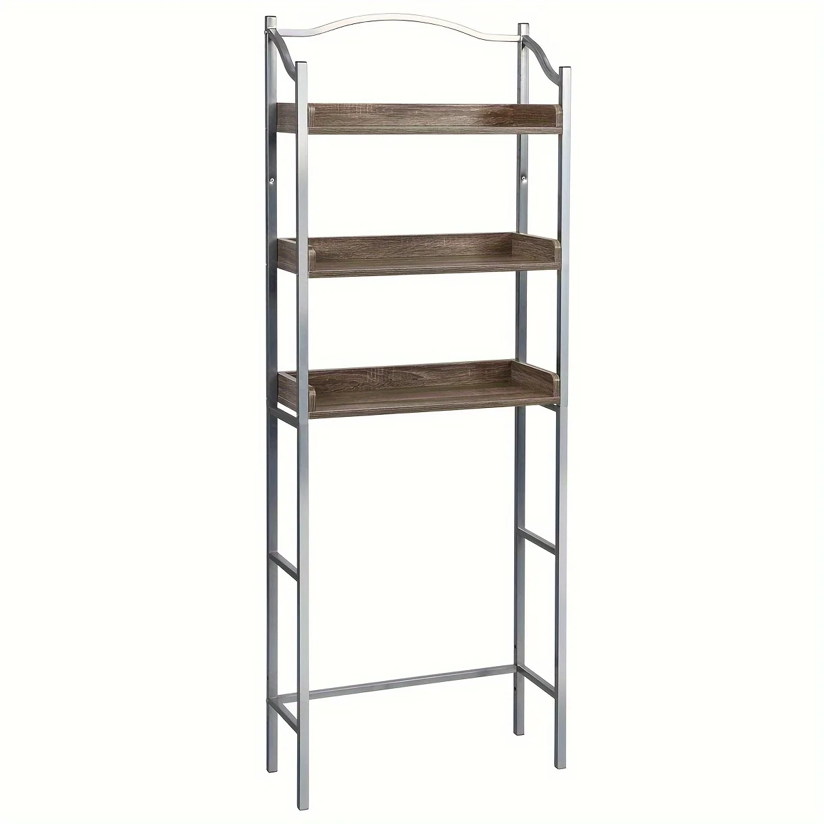 Over The Toilet Storage Rack 3 Tier Over Toilet Bathroom Organizer Wooden Behind The Toilet Storage Standing Shelf with 4 Hooks and Toilet Paper Holder, Space Save
