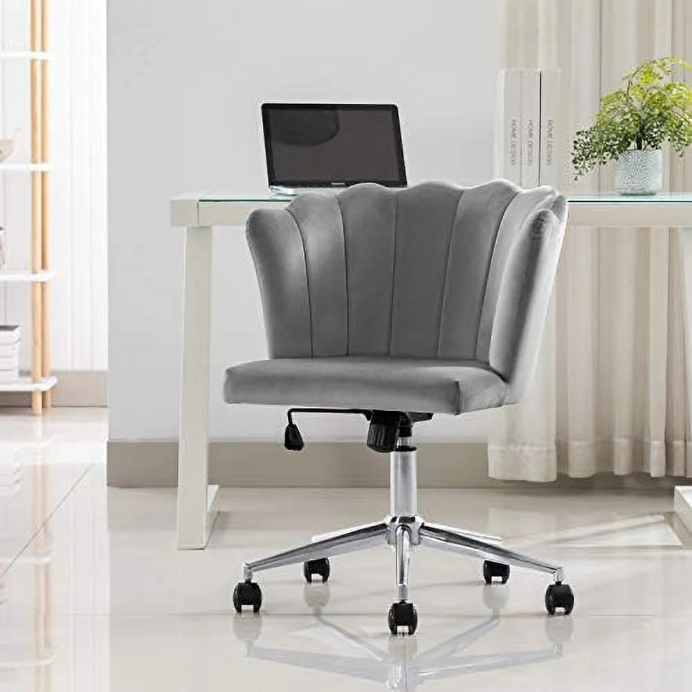 GVJMTKP Duhome  Office Chair Velvet Fabric Pink Desk Chair Adjustable Swivel Accent Chair with Metal Base