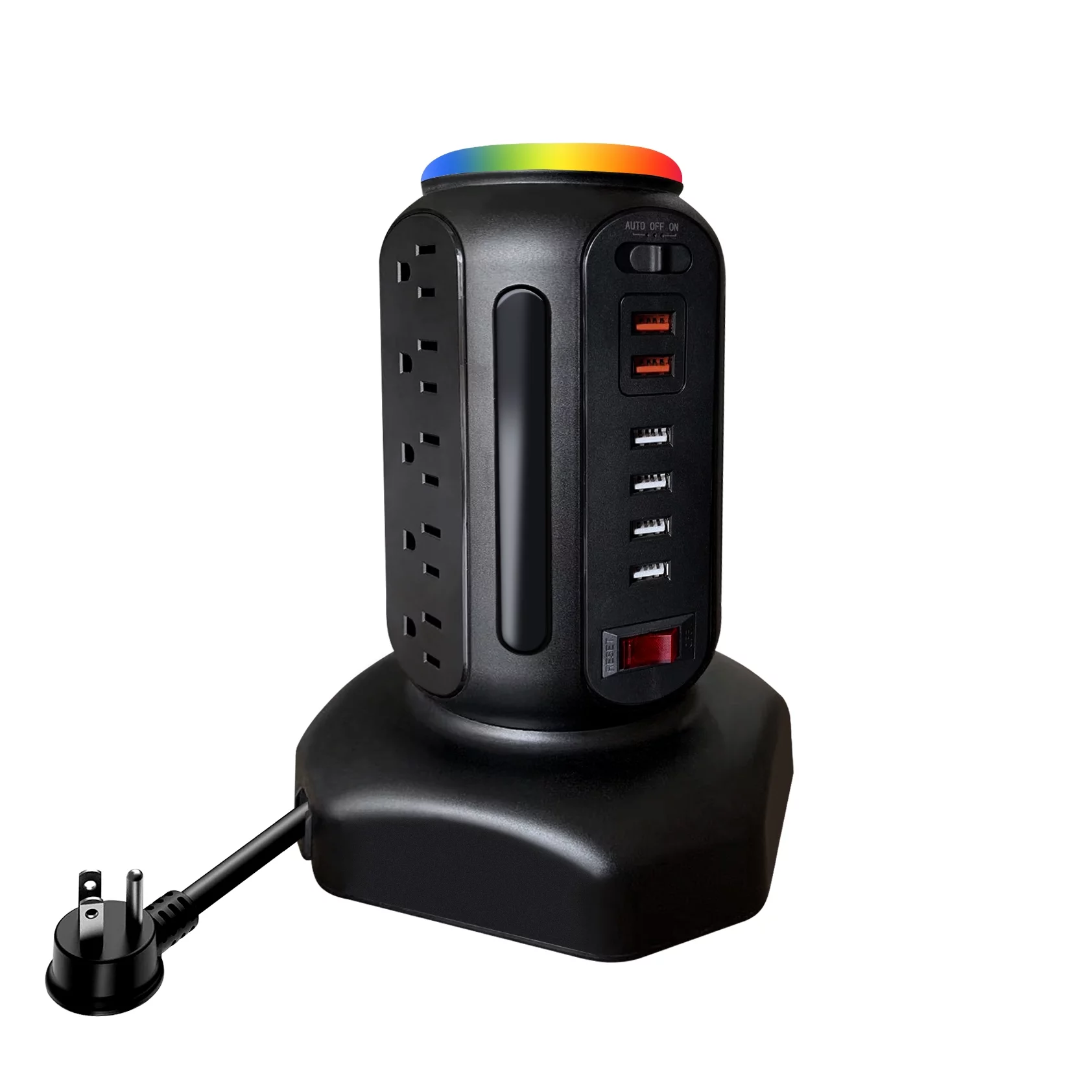 SMALLMODEL 16 In 1 Power Strip Tower 10 Outlets with 6 USB-A Ports Multi Socket Surge Protector Electric Charging Station Extension  6.5ft Cord Pure Copper Wire 2m,Black