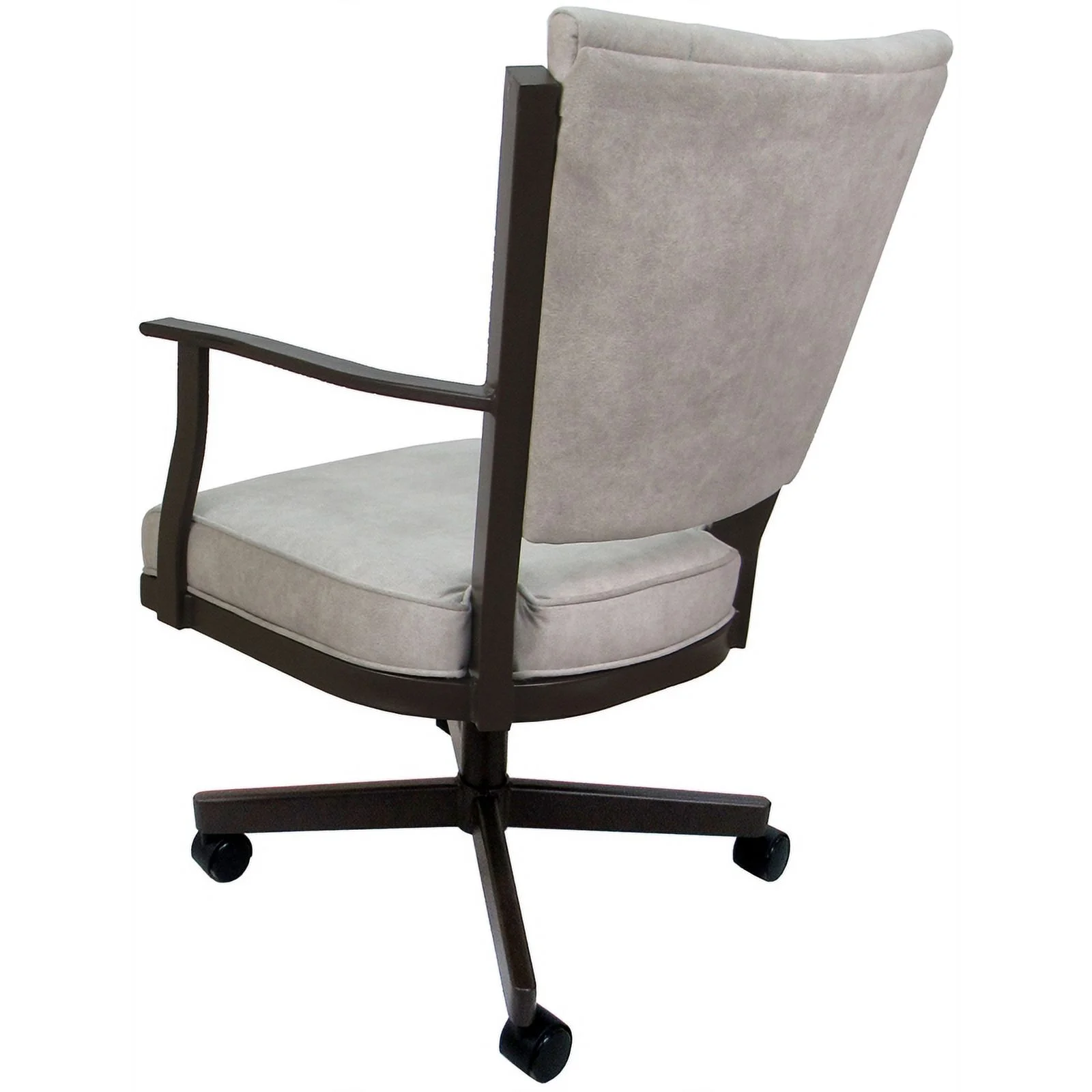 Pemberly Row Swivel Dining Caster Chair-Outlier Beige Fabric Brown Frame