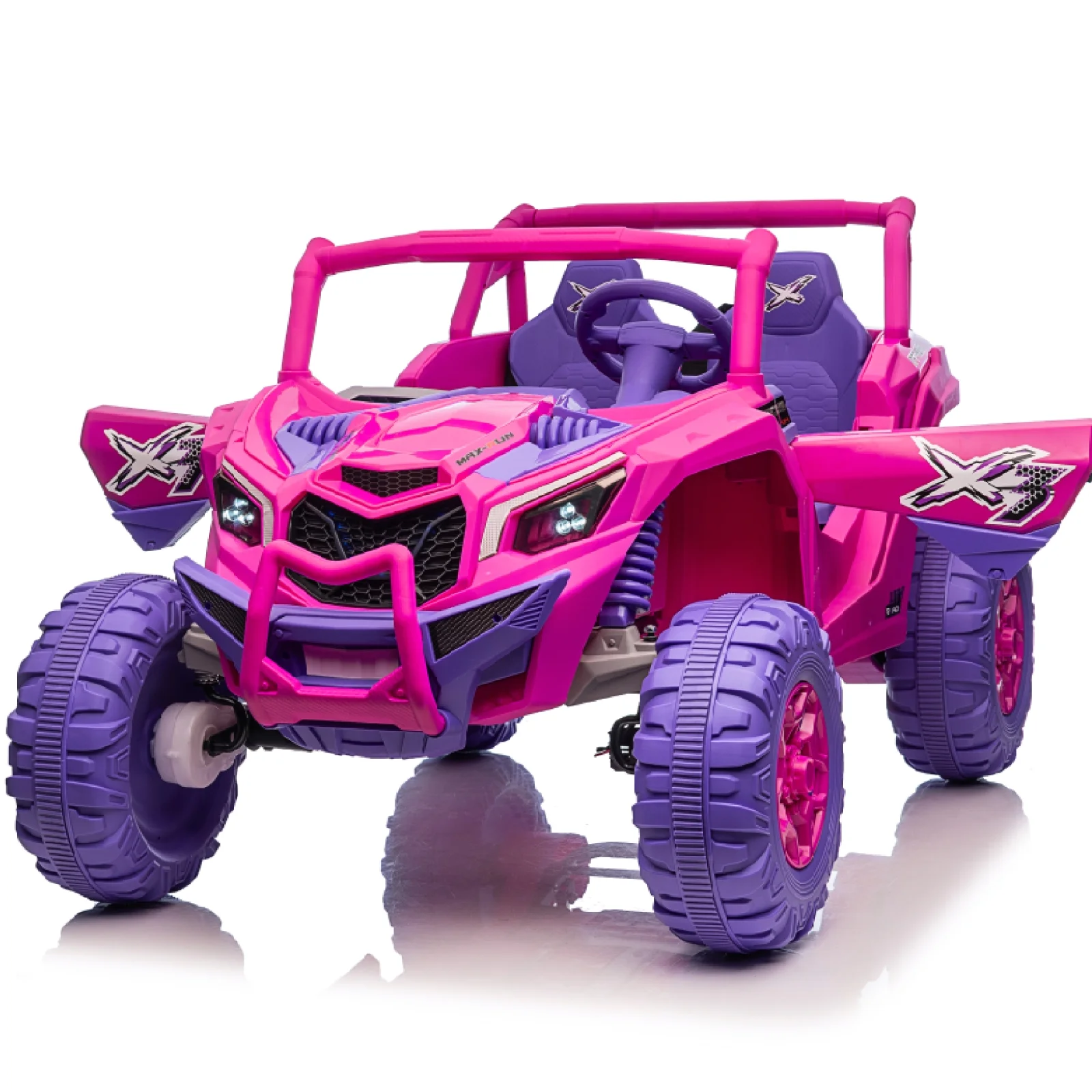 LUIBAS 24V 2 Seater Kids Ride on Car Kids UTV, 4x4 Electric Toy Car Electric Vehicles for Big Kids Off-Road with Remote Control and EVA Rubber Tire Wheels for Boys and Girls Best Gifts, Pink&Purple